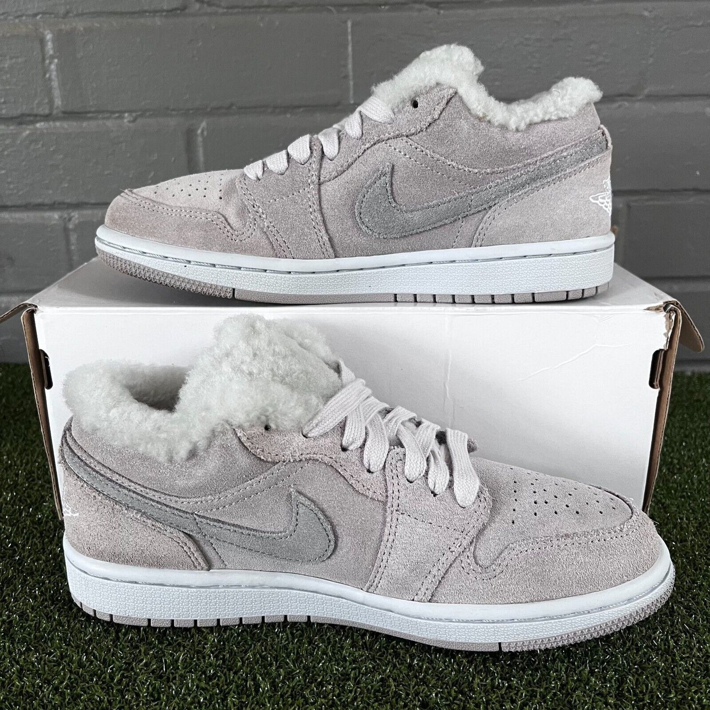 Size 6.5W - Jordan 1 Low SE Sherpa Fleece Gray/White DO0750-002 Womens Shoes