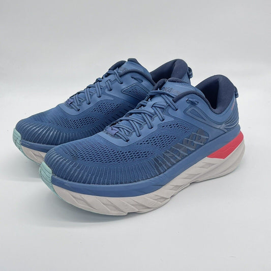 Size 10 - Hoka One One Bondi 7 Navy Blue Grey 1110518-RTOS Mens Athletic Shoes