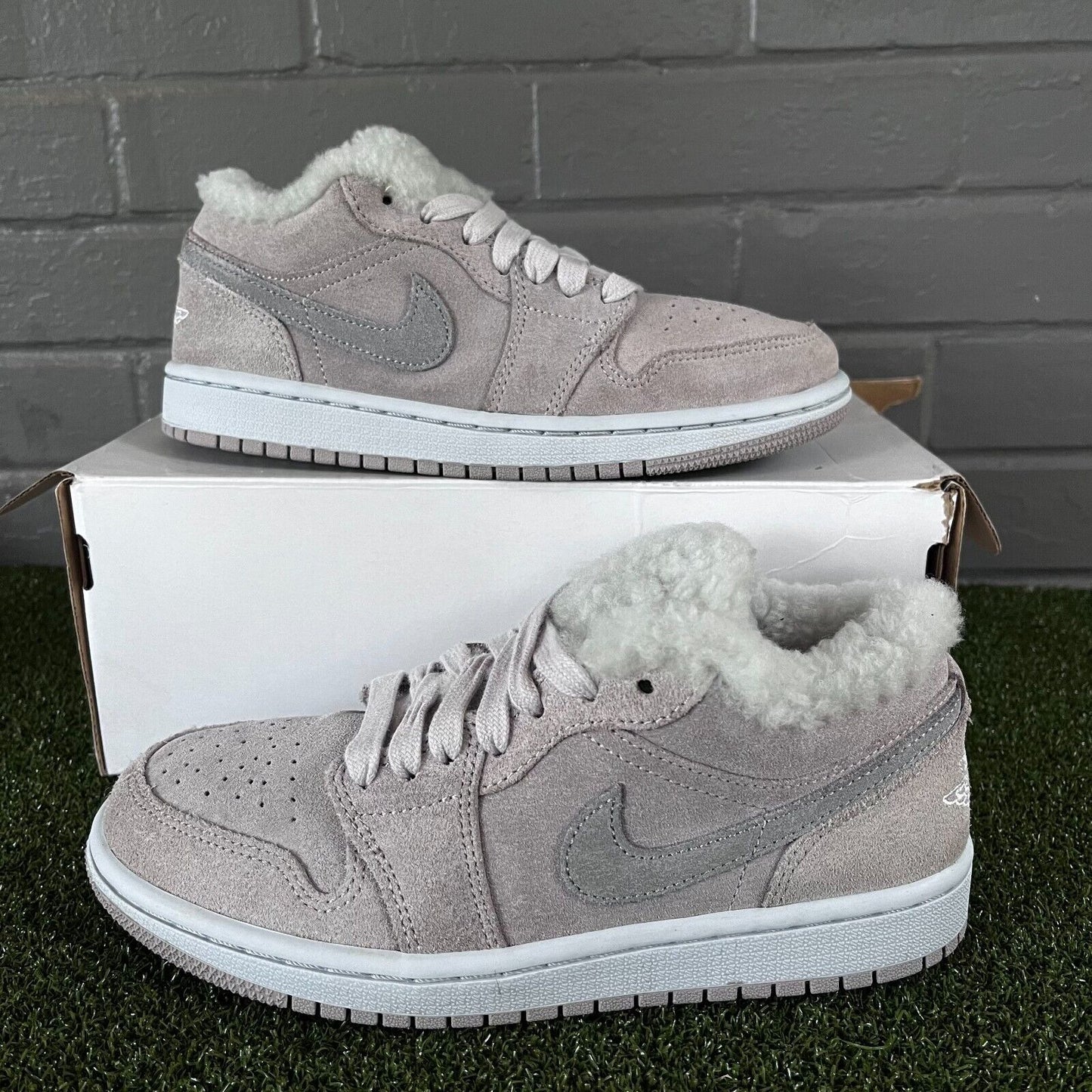 Size 6.5W - Jordan 1 Low SE Sherpa Fleece Gray/White DO0750-002 Womens Shoes