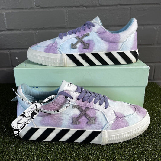 Size 8 - Off-White Tie-Dye Low Vulcanized White Lilac Sneakers