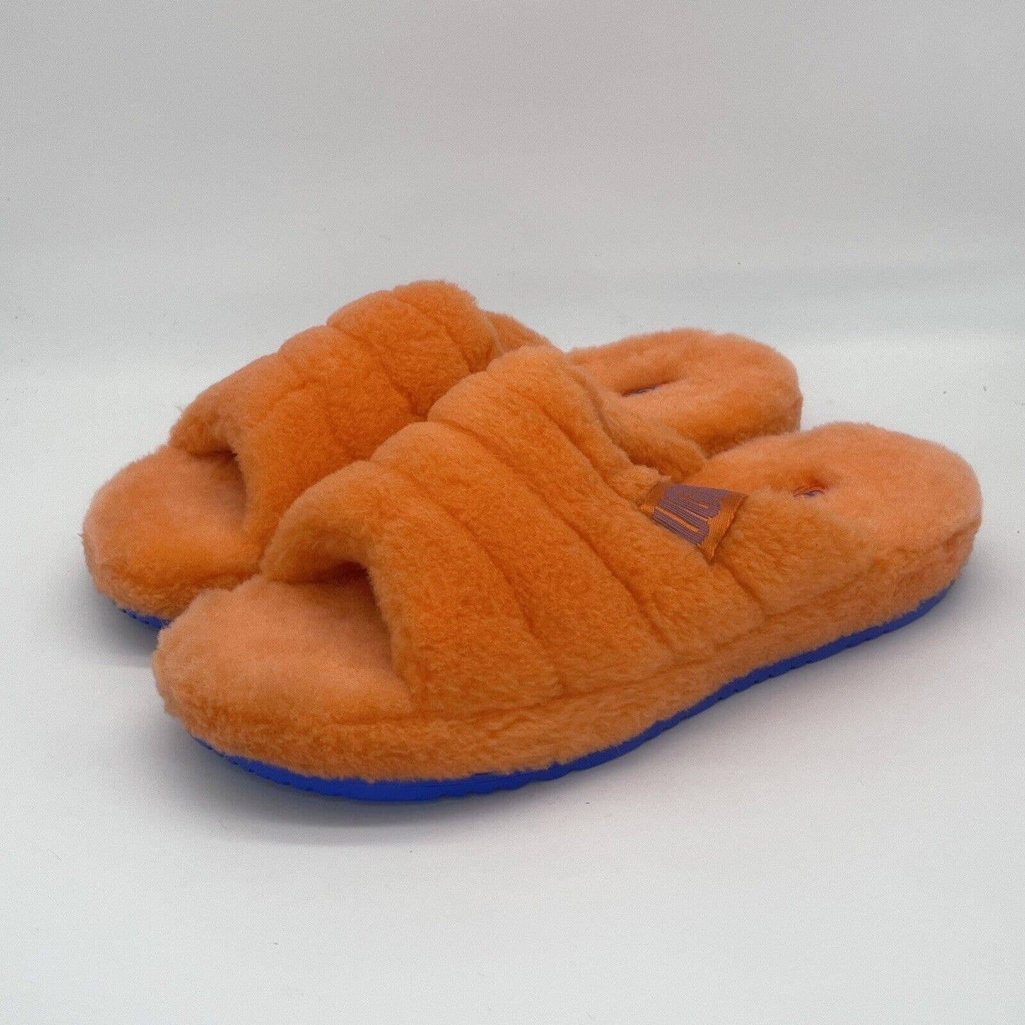 Size 12 - UGG Men's Soft Fluff You Slide Orange Blue Slip on Casual Slipper Shoe